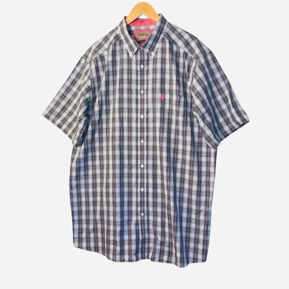 Ariat Men's Classic Fit Plaid Shirt Short sleeve  XL Tall